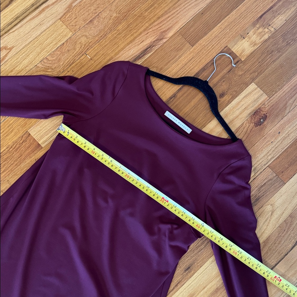 Susana Monaco Deep Burgundy Long Sleeve Dress with ties at cuff large - Picture 9 of 13